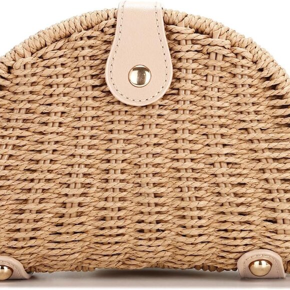 Straw Crossbody Bag Women Summer Handmade Woven Wicker Beach Purse Adjustable - Picture 1 of 4
